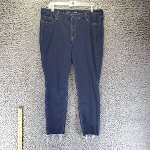 Old Navy Jeans Womens 14 Blue Rockstar Super Skinny Frayed Hem Stretch Denim